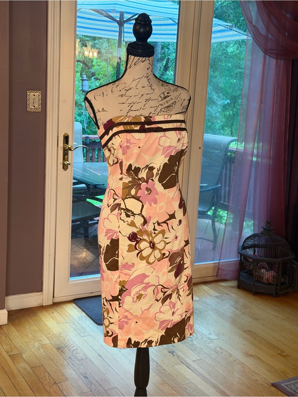 Vintage Y2K Robin Jordan floral strapless dress made in the USA.